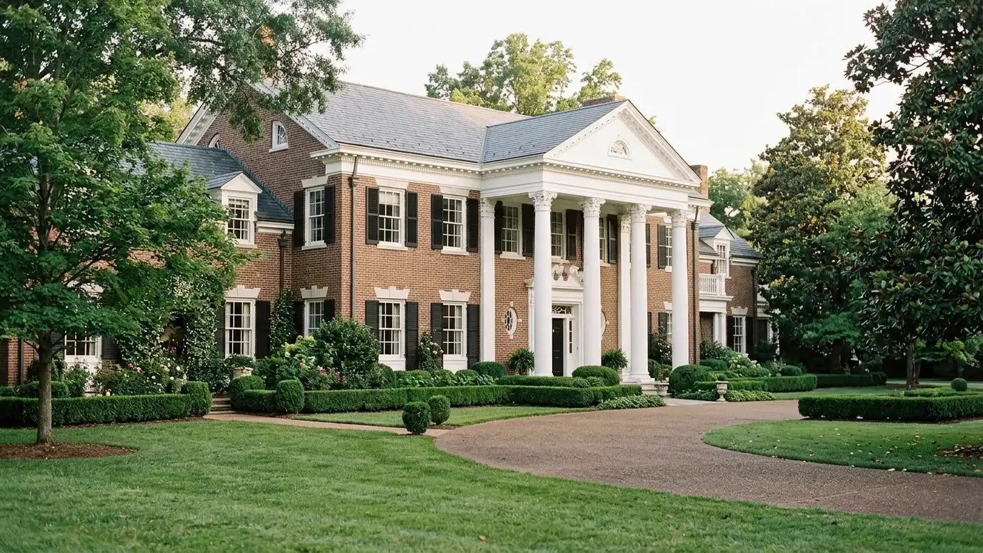 A well-kept home in Belle Meade, Tennessee on a quiet street with mature trees