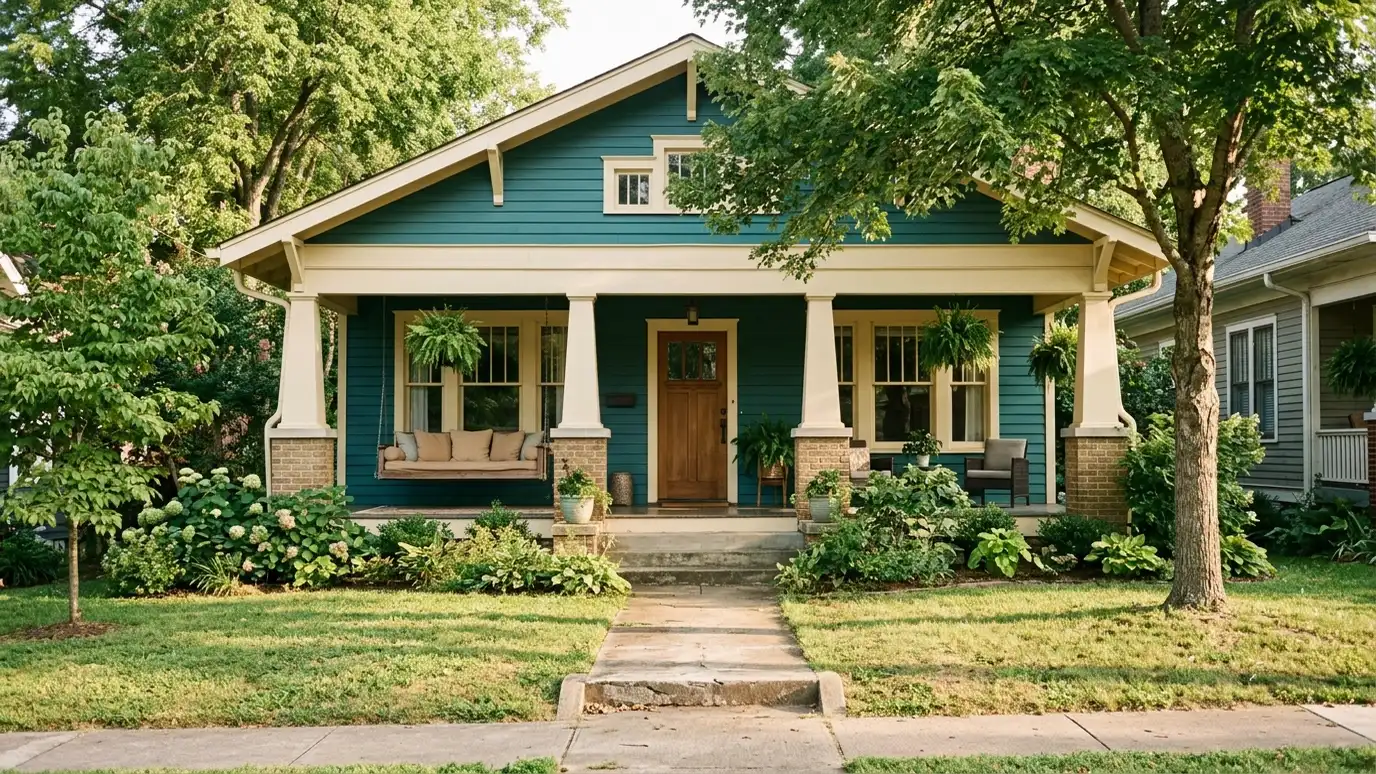 A well-kept home in East Nashville, Tennessee on a quiet street with mature trees
