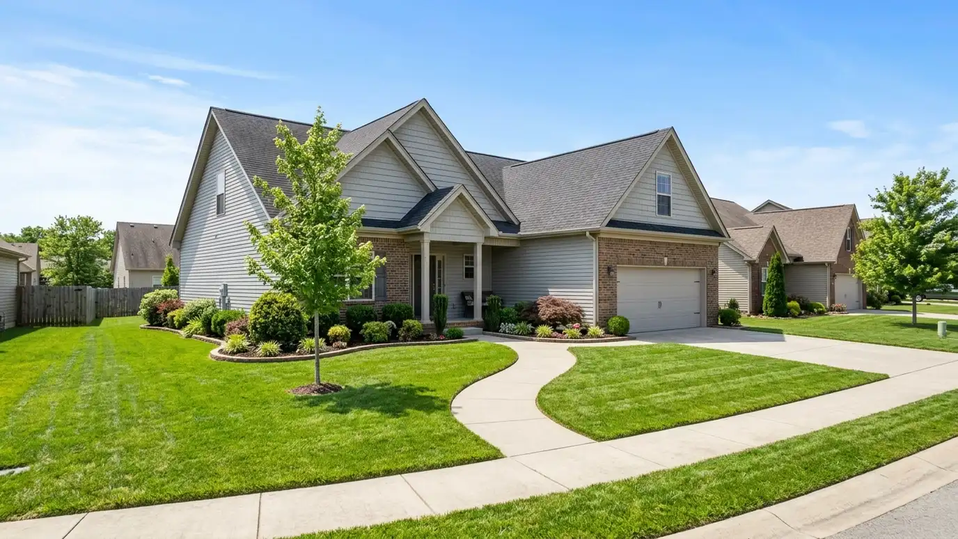 A well-kept home in La Vergne, Tennessee on a quiet street with mature trees